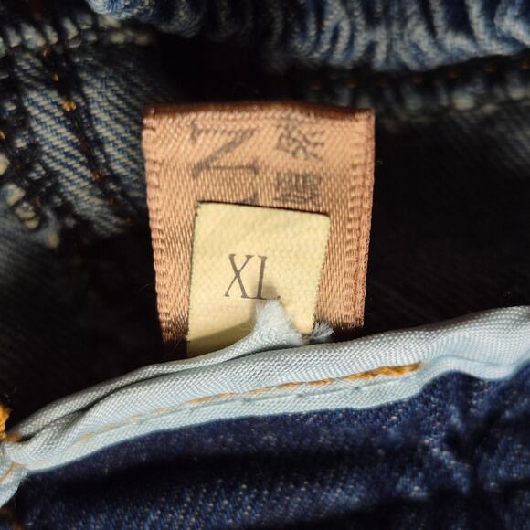 YanRan Blue Distressed Floral Embroidered Embellished Flap Pocket Skirt 28 XL - Picture 2 of 2